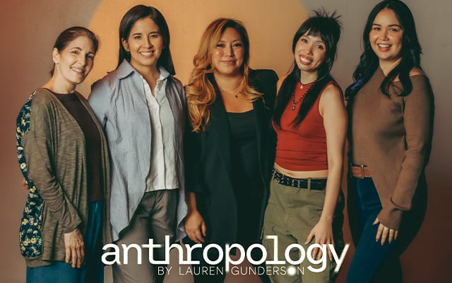 Left to right: Jackie Lou Blanco as Brin, Jenny Jamora as Merril, Director Caisa Borromeo, Maronne Cruz as Angie, and Mikkie Bradshaw-Volante as Raquel